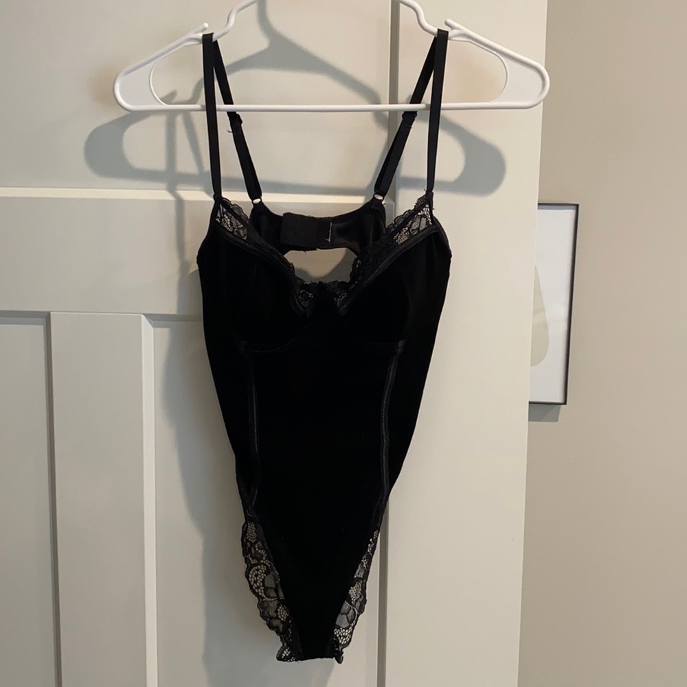 Black velvet bodysuit